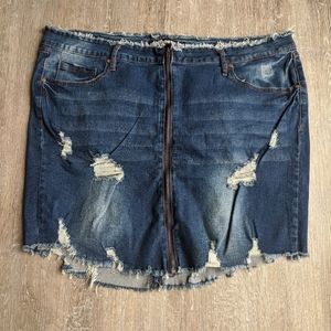 Destructed Denim Skirt